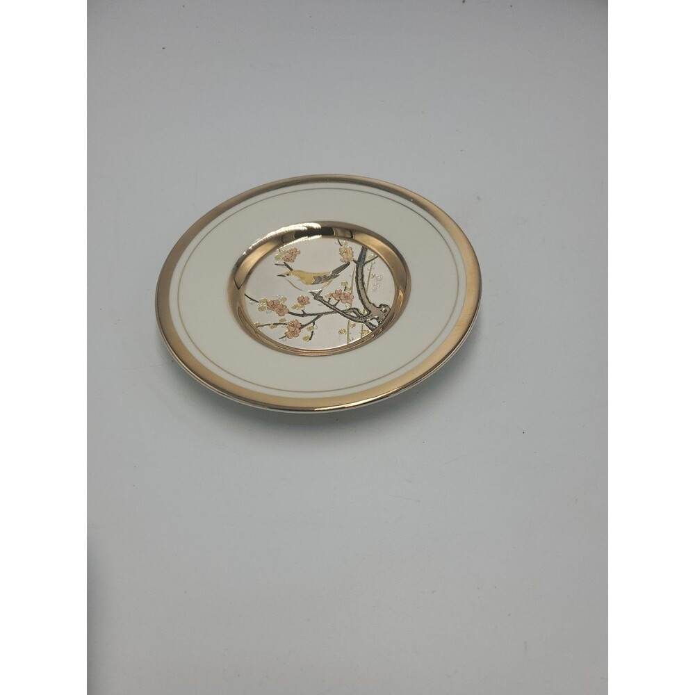 Vintage Limited Edition Imperial Chokin Yoshinobu Hara Plate Yellow Bird Flower